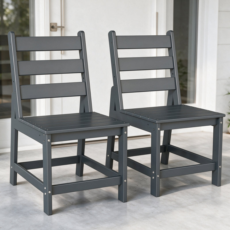 Ensemble de 2 chaises de patio en PEHD, Gris
