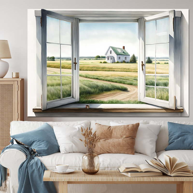Window To Landscape Views II - Paysage de ferme sur toile, art mural 