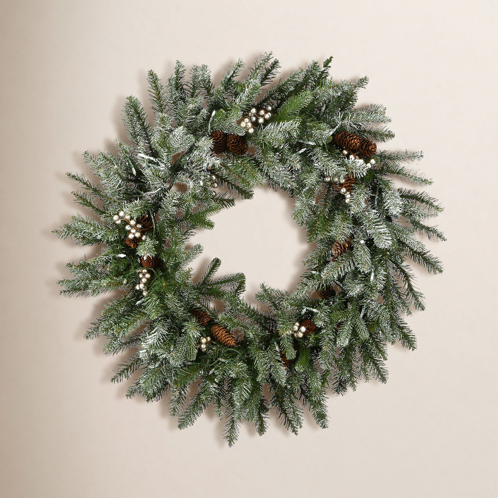 Frosted Spruce Pre-Lit Wreath, 30"