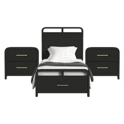 Ensemble de chambre à coucher avec rangement 3 pièces Picket House Furnishings Woodridge