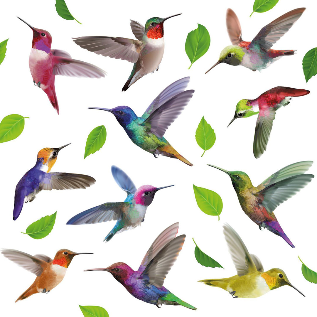 Small Hummingbirds Windows Clings Decorative Accent