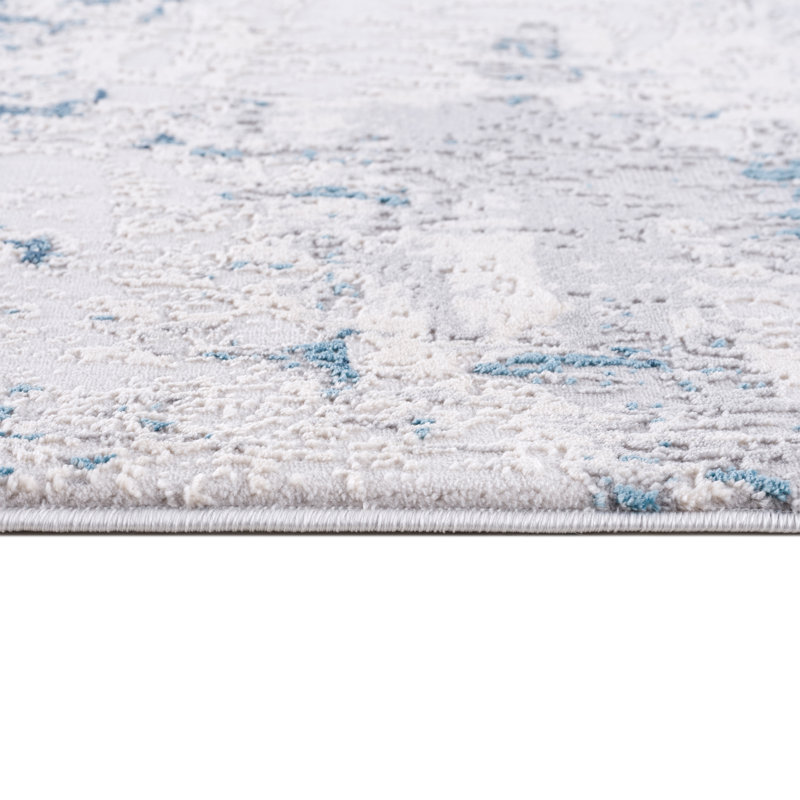 Rug Branch Amara 5' x 8' (5'3" x 7'7") Blue/Cream Abstract Indoor Area Rug, Contemporary, Medium Pile, Stain-Resistant Carpet - Living Room, Bedroom, Dining Room, and Kitchen