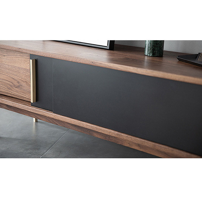 Cabinet audiovisuel simple en noyer noir