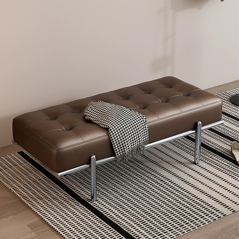 Banc rembourré, Café, H 15,75 po x l 47,24 po x P 17,52 po