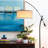 Grayson 84 in. Mid-Century Modern Height Adjustable LED Floor Lamp with Beige Fabric Drum Shade-1599867711