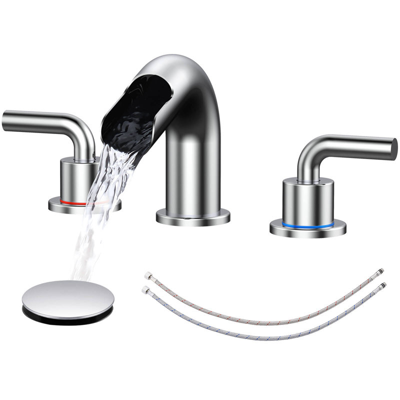 2-handle Bathroom Faucet with Drain Assembly, Chrome