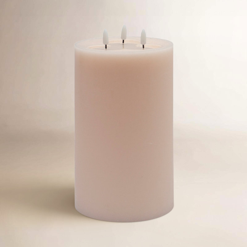 Grande bougie sans flamme à 3 mèches, Rose