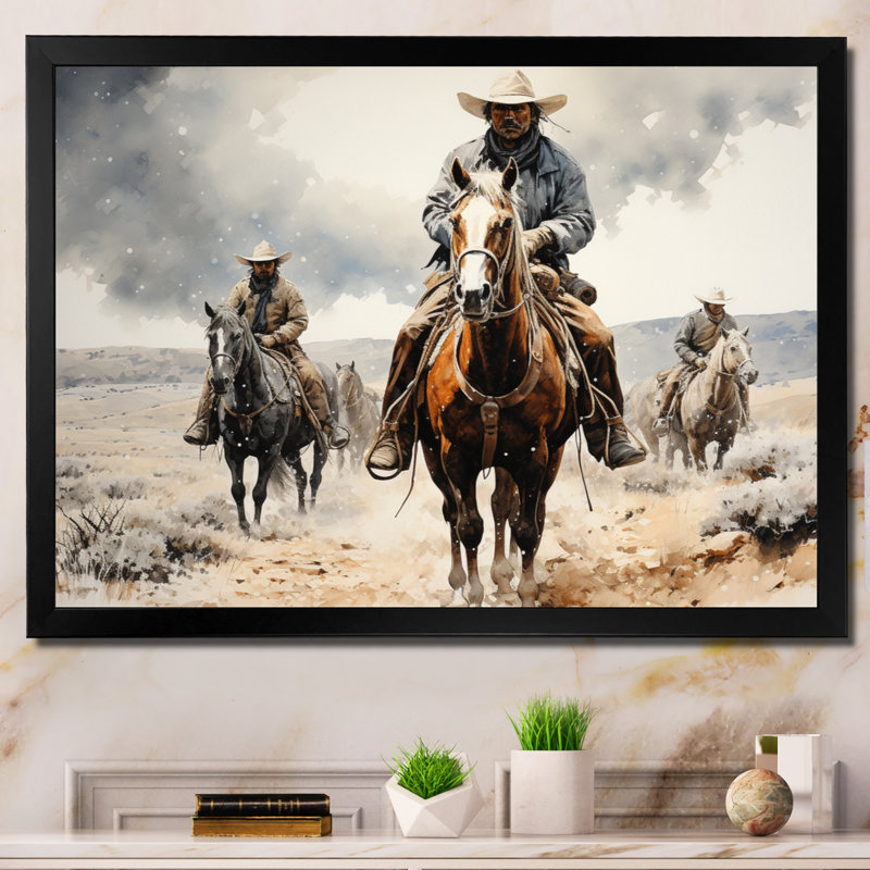 Western Dust and Grit I - reproduction d'art sur toile Western, H 24 po x l 32 po x P 1 po, Cadre simple noir