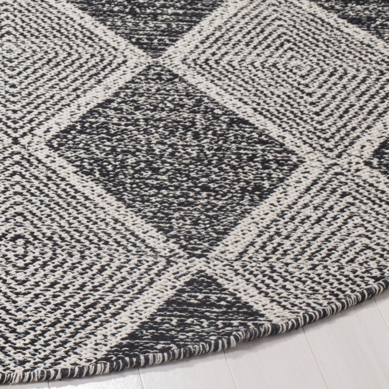 Bester Hand Woven Cotton Geometric Rug, Round 6'