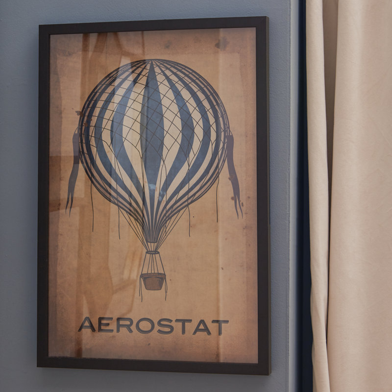 Ballon d’air chaud aerostat, impression encadrée, Bleu