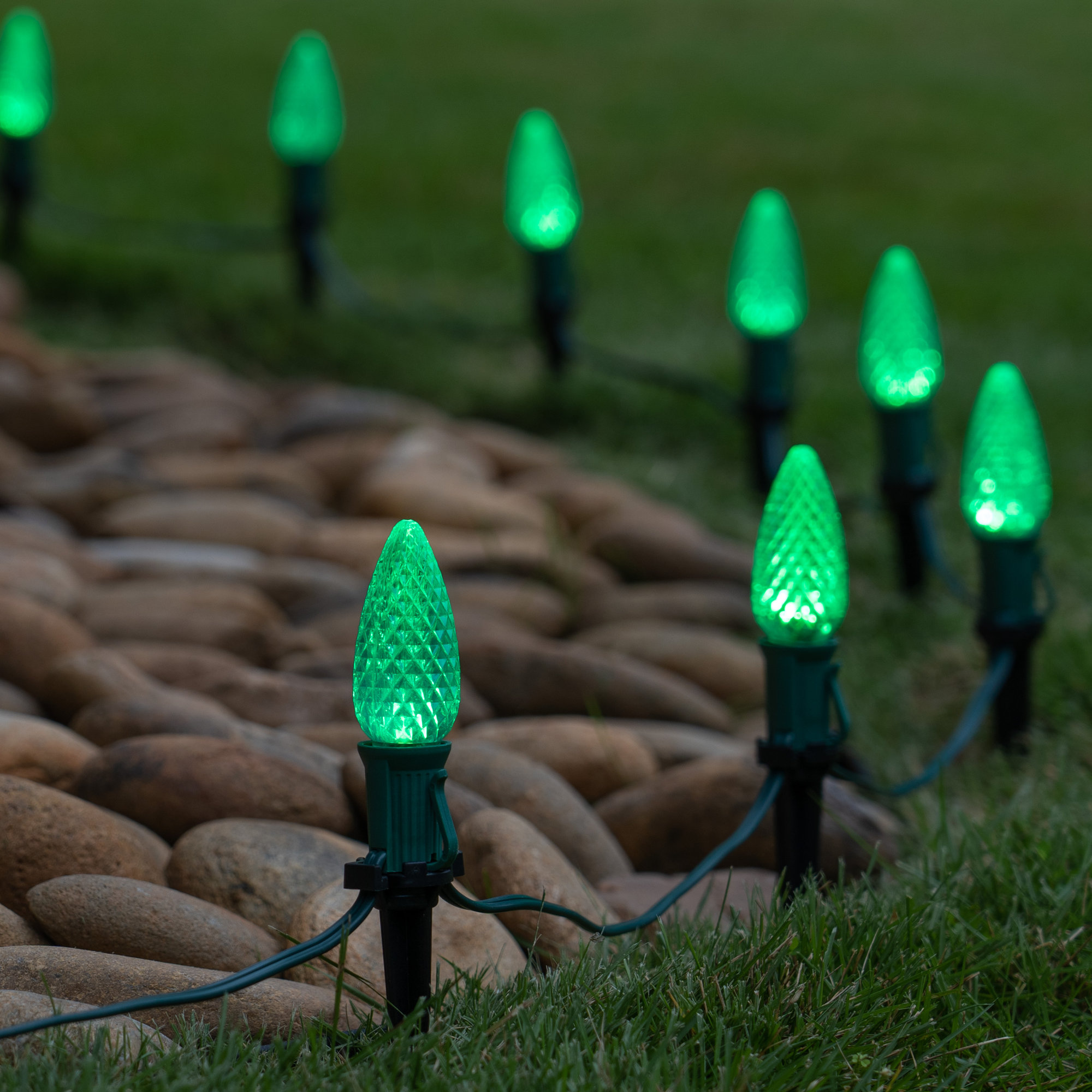 C9 OptiCore LED Shatterproof Luminary & Pathway Lights, Green, 100 feet