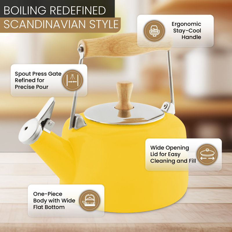 Chantal Sven 1.8 qt. Enamel On Steel Stovetop Tea Kettle, Yellow