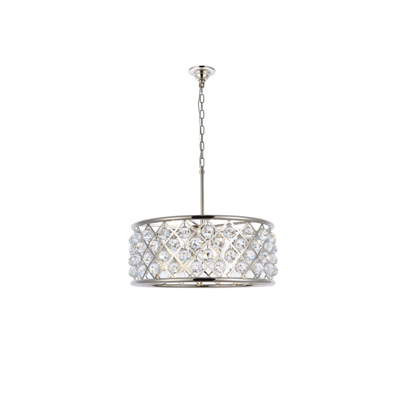 Lustree tambour 6 lumières unique Swinney, Transparent, Limpide, Nickel poli