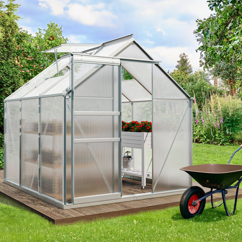Serre en polycarbonate à double paroi 6 pi x 6 pi avec cadre en aluminium