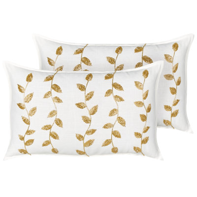 Delacruz Floral White Rectangular Throw Cushion