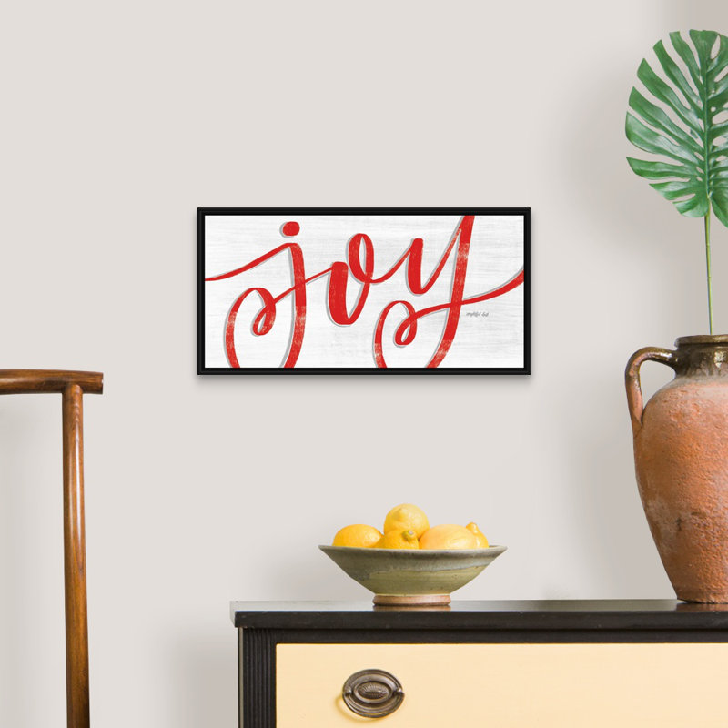 Joy, art textuel sur toile tendue, Cadre noir, H 11,25 po x l 21,25 po