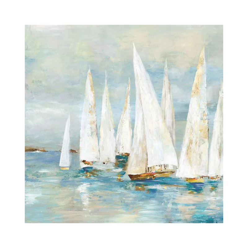 Voiliers blancs de Allison Pearce, reproduction d’art, Pas de tapis, Toile tendue, H 12 po x l 12 po x P 0,75 po