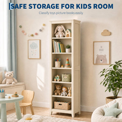 70in Tall 6 Tier Bookcase Open Display Shelves Floor Standing Storage for Living Room Office