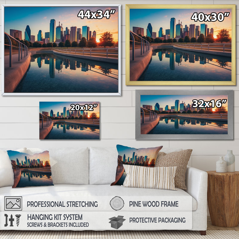 Dallas Perspectives III, reproduction d'art sur toile, H 30 po x l 40 po x P 1,5 po, Cadre naturel flottant