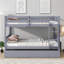 Structure de lit superposé convertible en bois d'hévéa massif gris ardoise double avec échelle gigogne et garde-corps pour la chambre à coucher