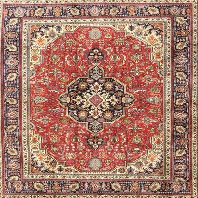 Tapis beige/vert/rouge traditionnel Shetter