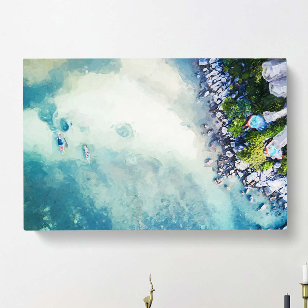 Birds Eye View Of Boats In Abstract - Wrapped Canvas