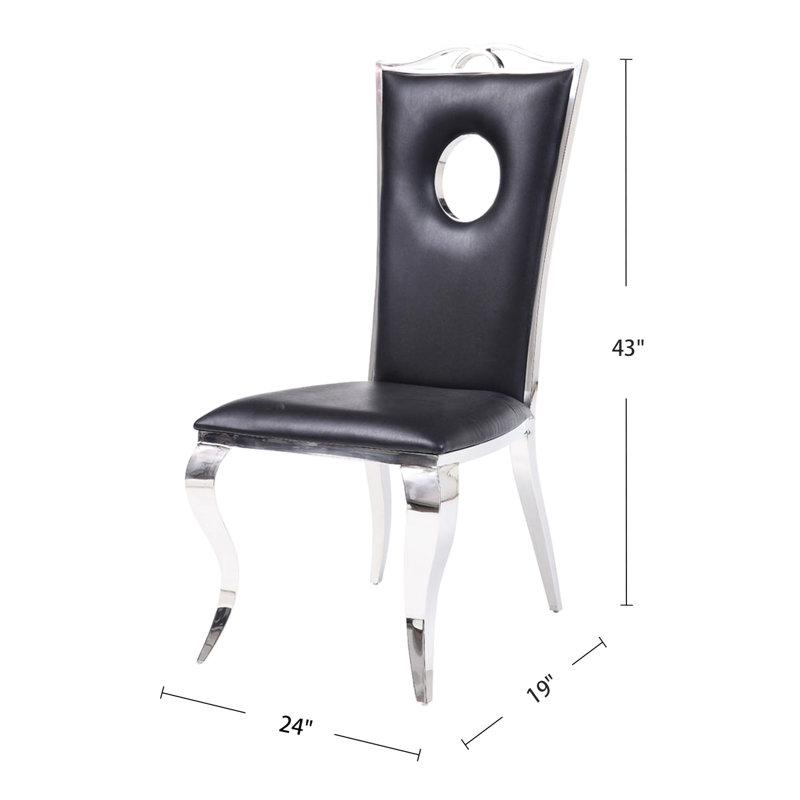 De 2 chaises d'appoint noires pour la salle à manger, rembourré d'unité centrale, mousse haute densité, dossier découpé en cercle, facile à entretenir