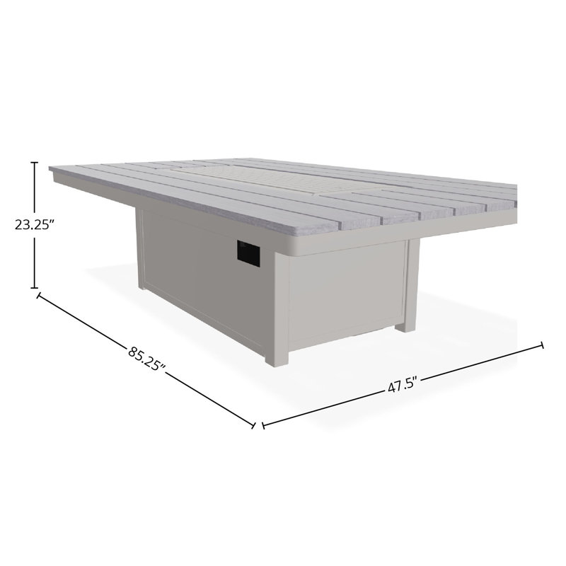 Table de feu 48 po x 84 po avec tablette au propane, Gris chaud / gris cape
