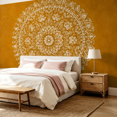 Papier peint adhésif pelez et collez Rangoli An Indian Traditional Power Dessin, art mural auto-adhésif et amovible