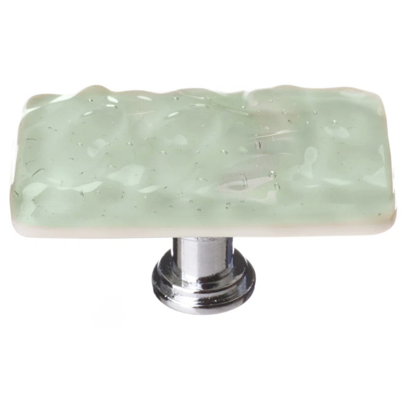 Glacier Rectangular Knob, Spruce Green/Polished Chrome