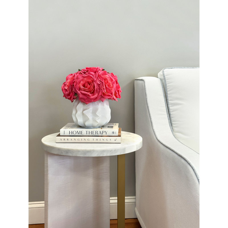 Roses Arranged in a Wavy Glass Vase
