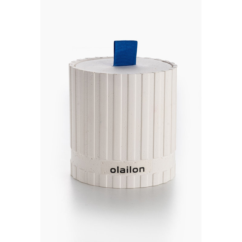 Elegant Amber Scented Candle in Concrete Holder, 3.1 x 3.4 inches | Eco-Friendly Paraffin & Soy Blend Wax, White Color | Perfect for Home Décor, Relaxation, and Gift-Giving | Stylish Ribbon Design