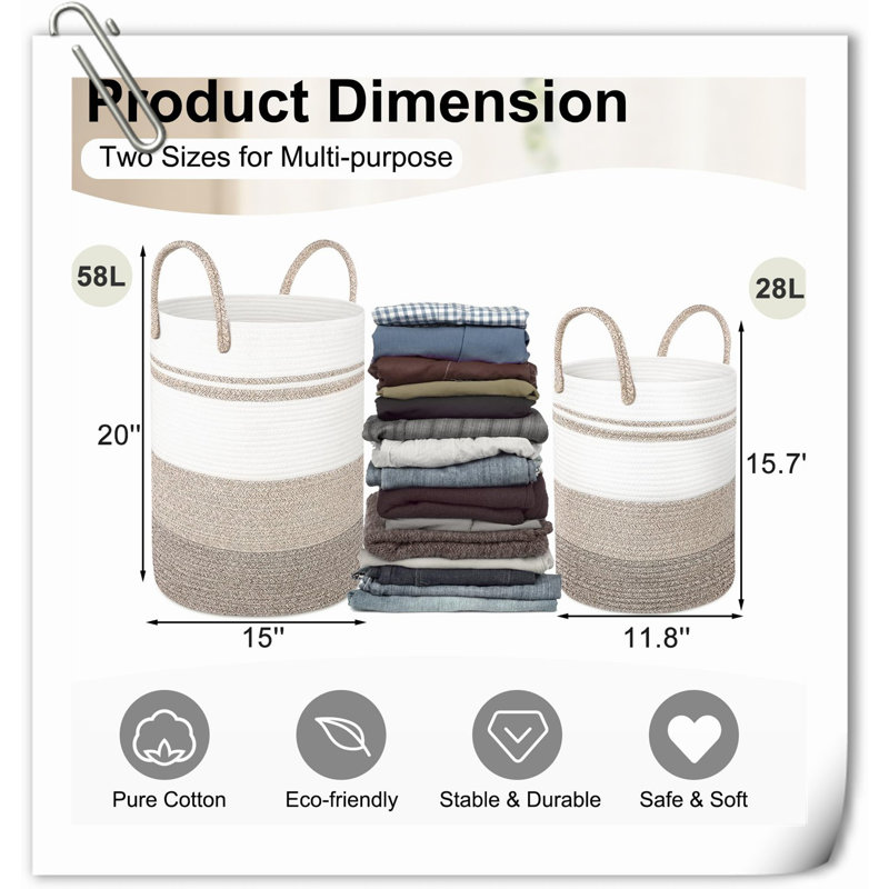 Panier en tissu Beachcrest Home ™, Kaki / beige