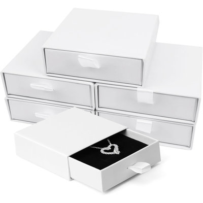 Ensemble de 5 boîtes-cadeaux pour bijoux avec insert en mousse de velours, boîte en carton vierge pour emballage de boucles d'oreilles
