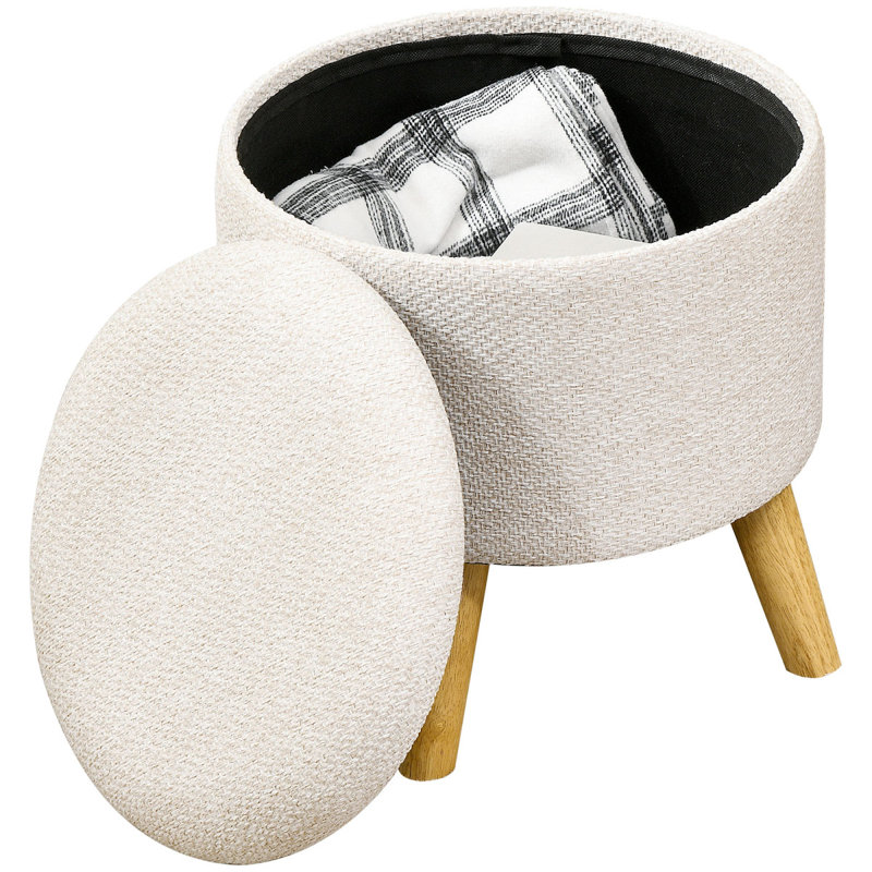 Repose-pieds avec tabouret HOMcom, Blanc, crème