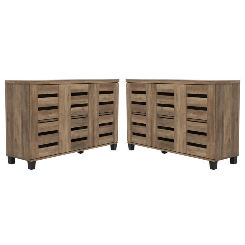Lismore 3-Door Manufactured Wood Shoe Storage Cabinet, Knotty Oak