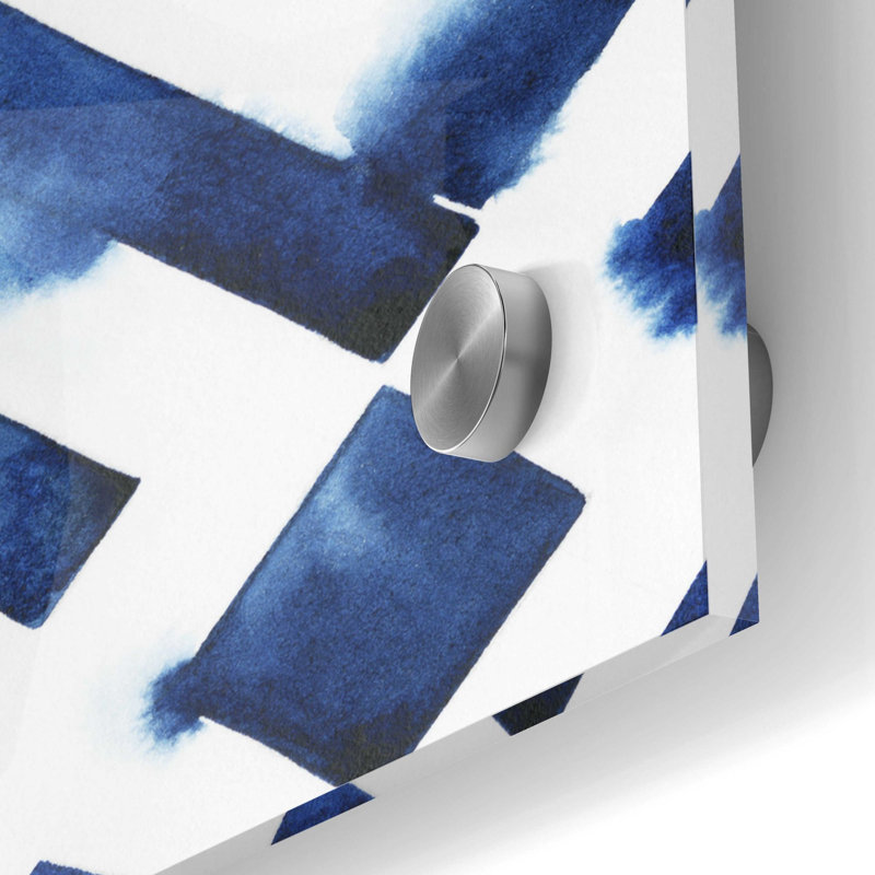 "Cobalt Watercolor Tiles II" par Grace Popp, verre mural en acrylique, H 24 po x l 24 po x P 0,2 po