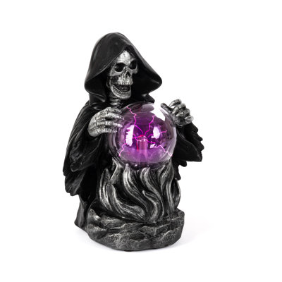 9.44 Inch Spooky Resin Grim Reaper with Static Magic Ball