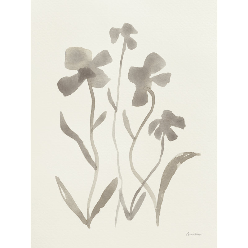 «Gray Florals II» par Pamela Munger, Oui, H 16 po x l 12 po x P 1,25 po, Imprimé avec cadre blanc