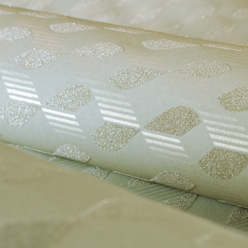 Universe Venus Glass Stone Geometric Wave Wallpaper Roll, Green