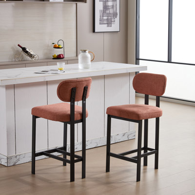 Ensemble de 2 tabourets de bar à hauteur de comptoir en tissu pour salle à manger / cuisine / bar