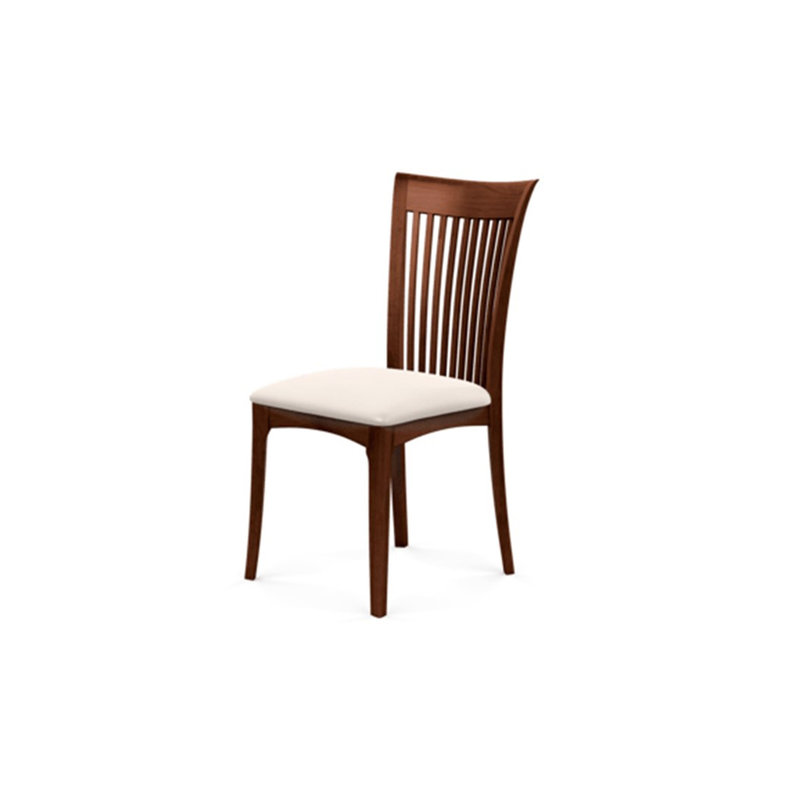 Sarah 19.25'' H Upholstered Side Chair, White Leather, Cognac Cherry