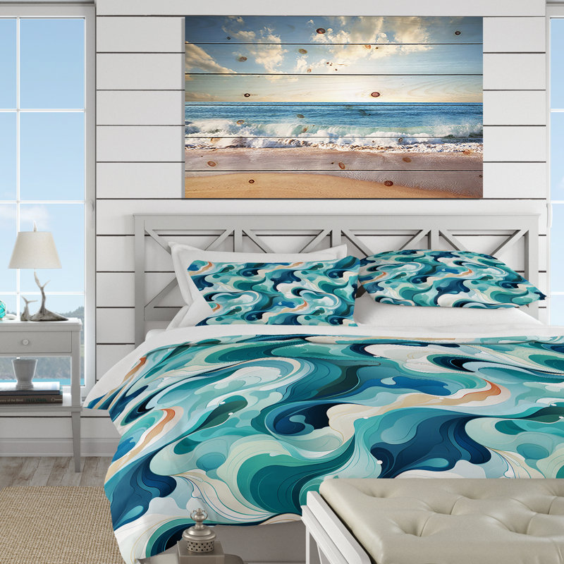 Ensemble de housse de couette Blue Deep Sea Dive Plunge - Coastal, Housse de couette simple + 1 taie décorative stan
