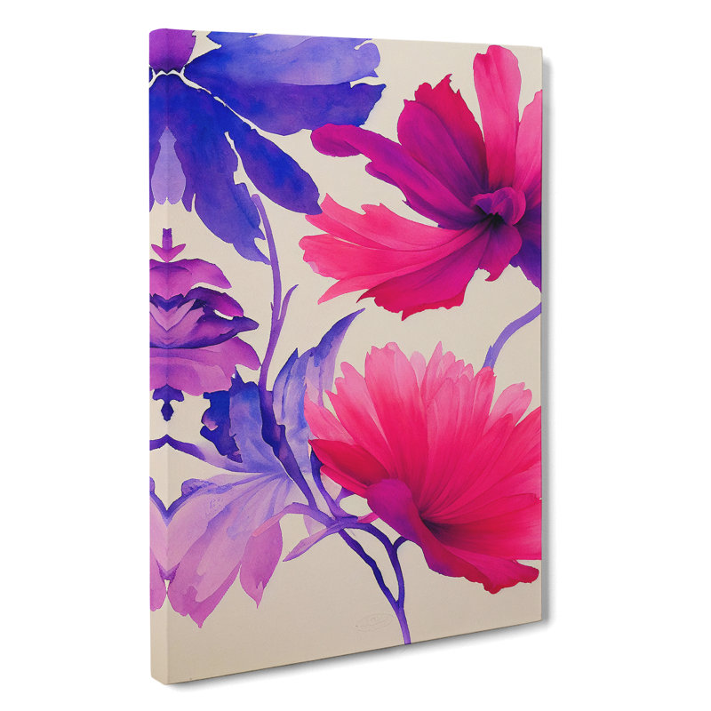 Water Painted Flowers No.6 - Wrapped Canvas Painting, 50cm H x 35cm W x 3cm D