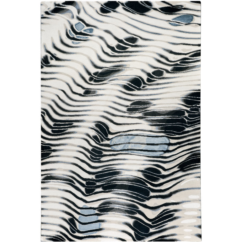 Chihuly Scallop Black Area Rug, Rectangle 4' x 6'