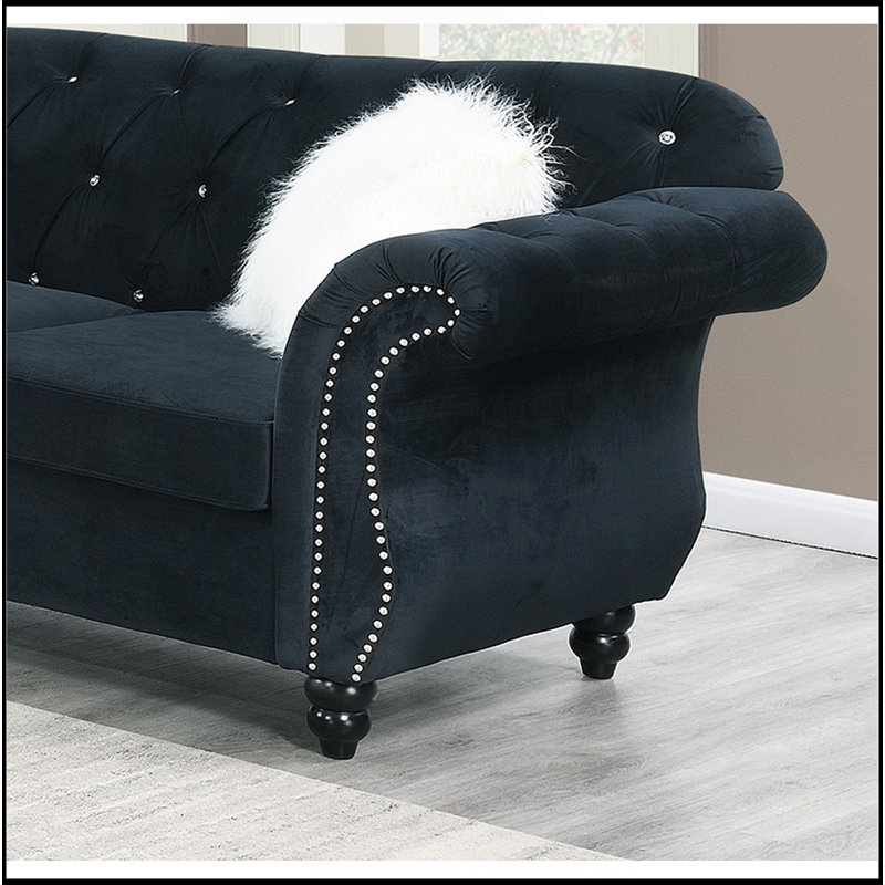 Ensemble de canapé en velours noir 3 pièces Mobilier de salon