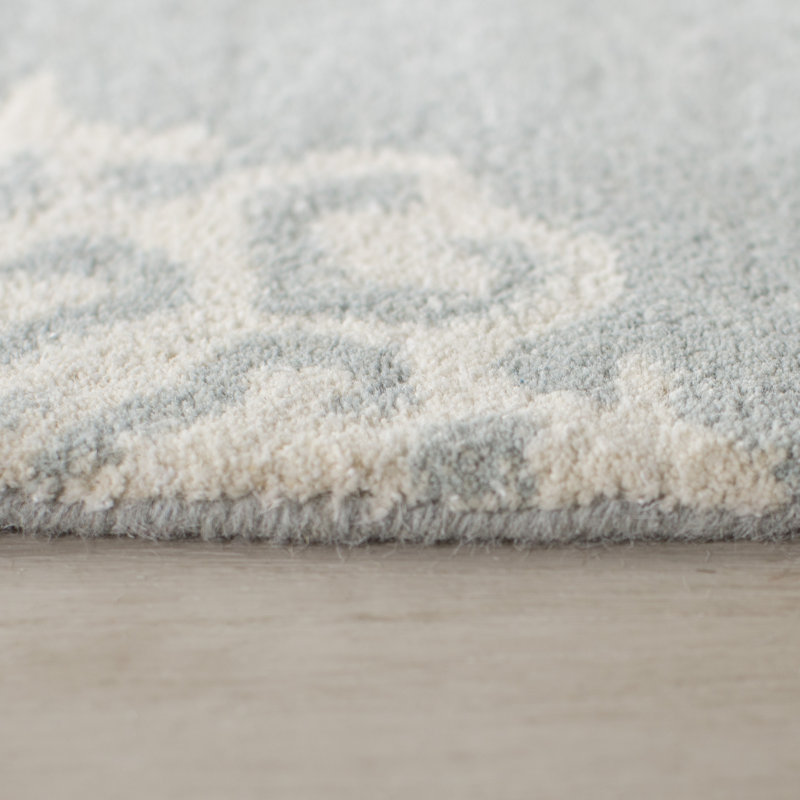 Tapis bleu poudre / beige en laine touffeté à la main Candelo, Carré 6 pi