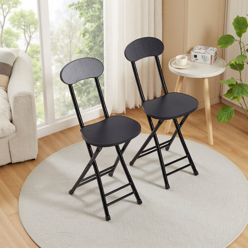 74cm H Low Back Folding Stacking Accent, Black