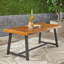 Table de salle à manger d'extérieur en bois d'acacia, finition teck sablé et noir