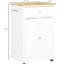 Cream White Kitchen Bean Cart, Drawer, Adjustable Shelf, 2 Towel , Space Saving Rolling White,